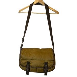Vintage Eddie Bauer Down Small Messenger Bag Brown Puffer Crossbody Outdoor Cute
